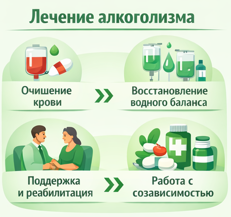 лечение алкоголизма в Отрадном этапы